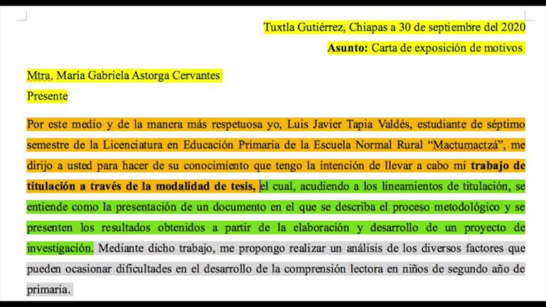 Carta de exposición de motivos para Maestría en Educación - Edukar